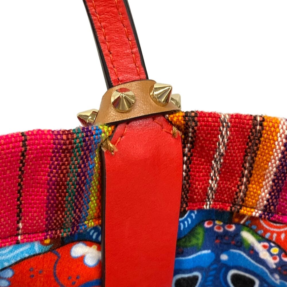 Christian Louboutin Mexicaba Tote Bag Bordeaux Pink Multi Jacquard Leather - Picture 11 of 15